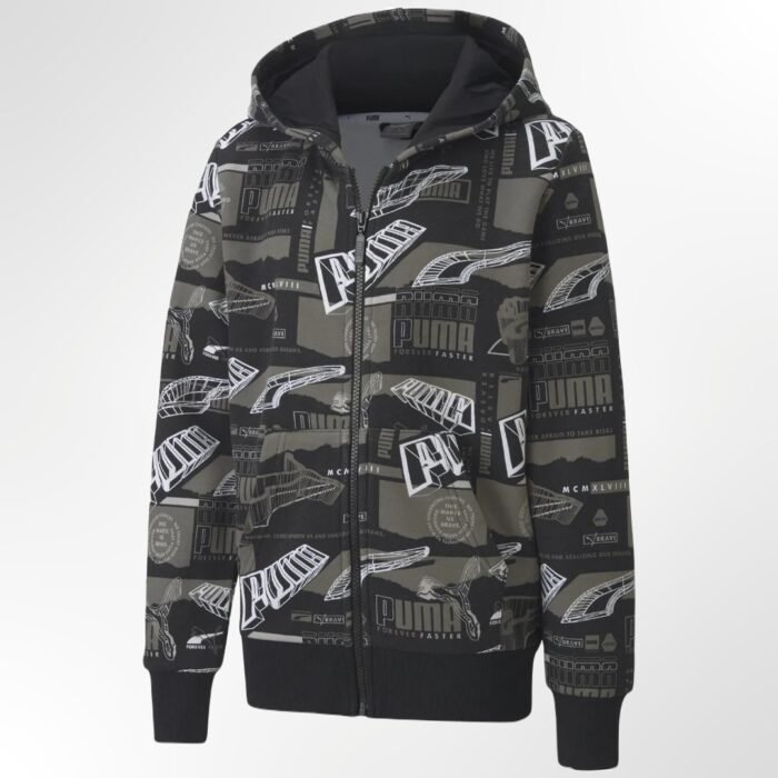 Alpha AOP Full-Zip Hoodie FL B Puma Blac Kids