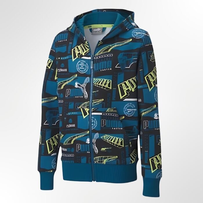 Alpha AOP Full-Zip Hoodie FL B Digi-blue Kids