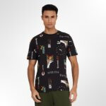 Men Classics Brand Love Allover Print Black T-Shirt