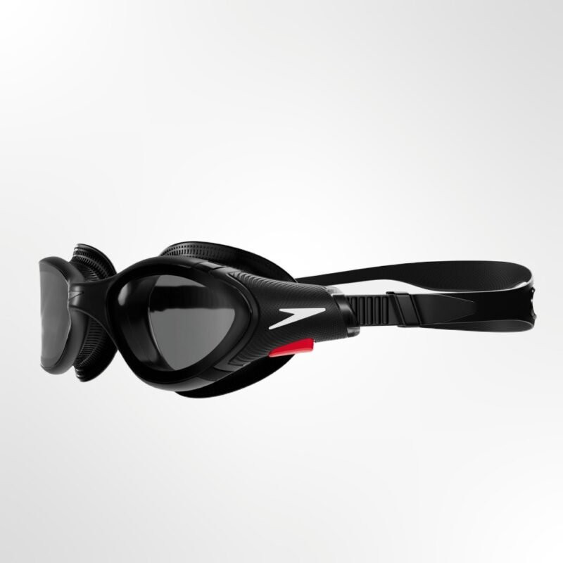 A close-up of the soft, gel-like seals of the Speedo Biofuse 2.0 Goggles, highlighting the improved comfort technology.