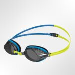 front view of the Vengeance Swimming Goggles, highlighting the sleek, hydrodynamic shape and the dual-color strap.