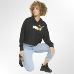 Women's Metallic Logo Cropped Hoodie - Image 3
