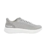 A side view of the Reebok Men's Quick Jogger Running Shoes in Grey and White, showcasing the lightweight design and comfortable midsole